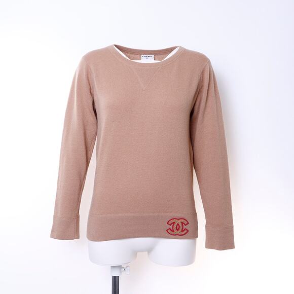 Authentic CHANEL Cashmere Knit Sweater Jumper Pullover Brown 38 - Picture 1 of 10